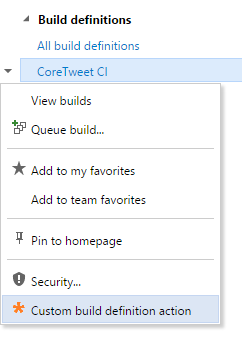 Build Definition Actions