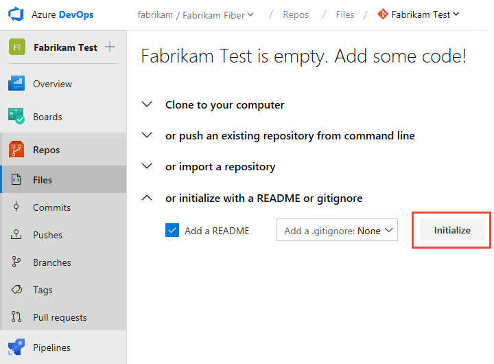 Screenshot of Initialize README file, latest versions