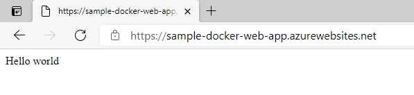 Web app deployed. Hello World message