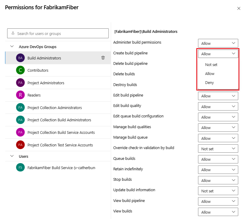 Screenshot of project-level pipelines security dialog.