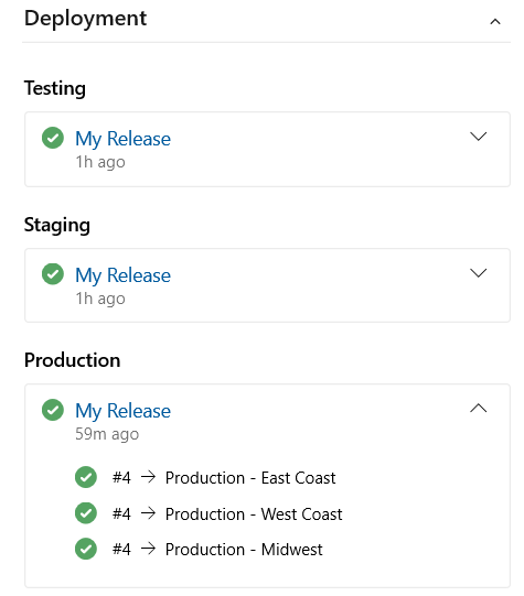 Screenshot showing the Deployment control on the work item form.