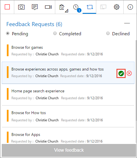 Screenshot shows completing your feedback session.