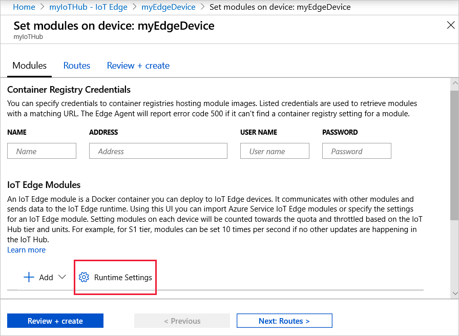 Screenshot of how to configure advanced Edge Runtime settings.