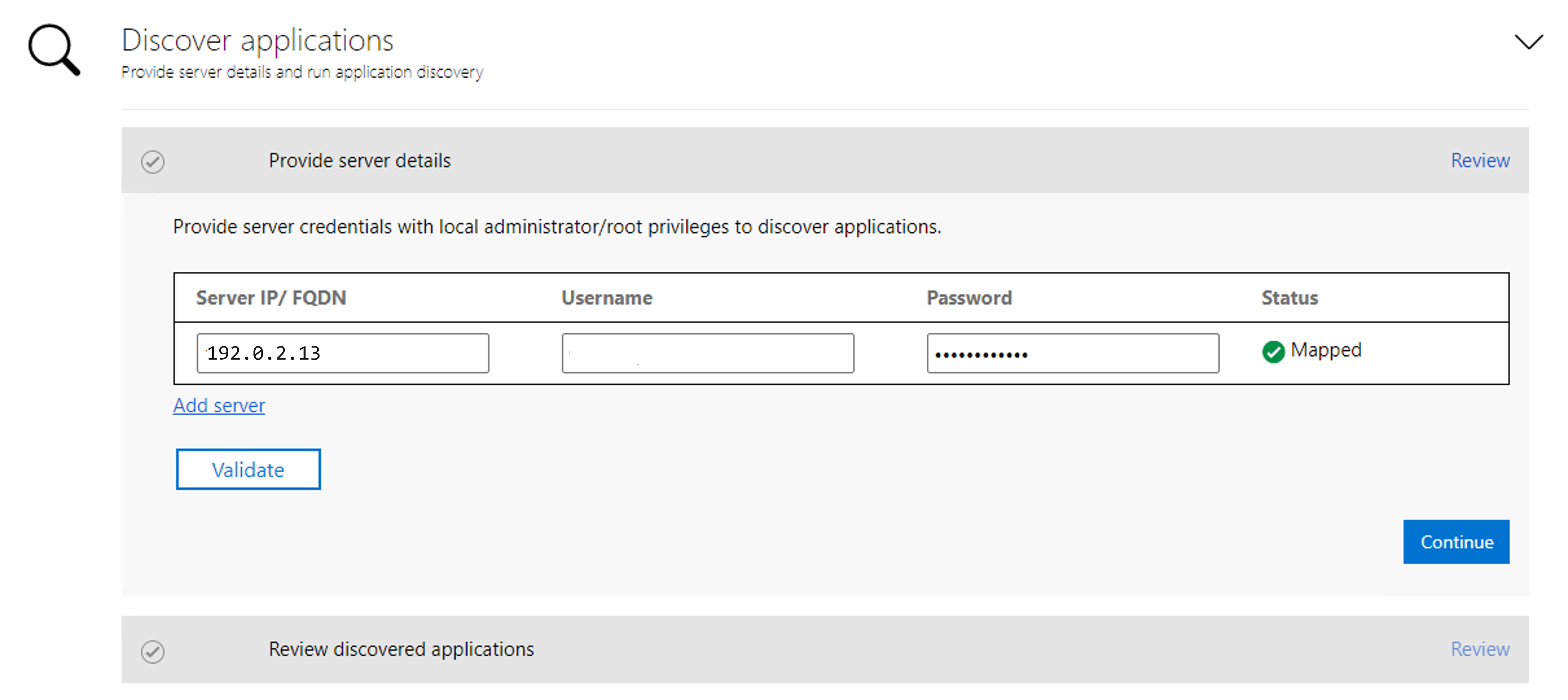 Screenshot for server IP and credentials.