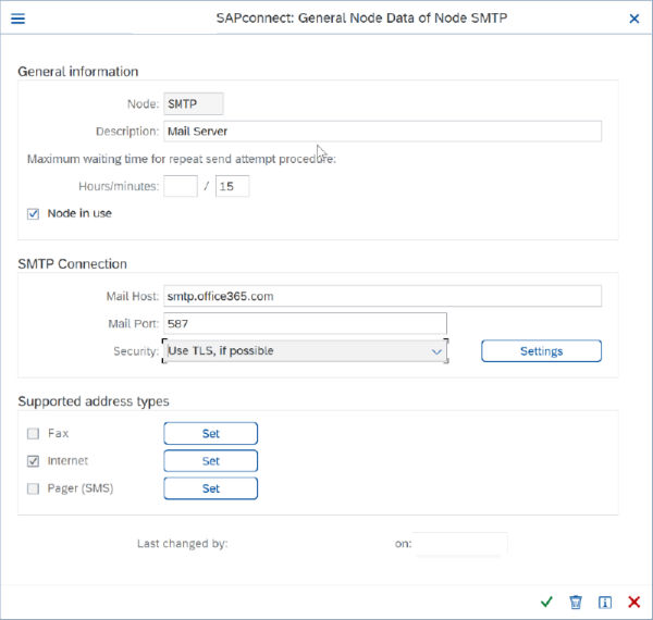 SMTP config continued