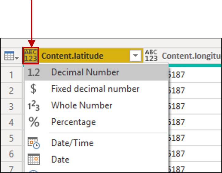 Change data types