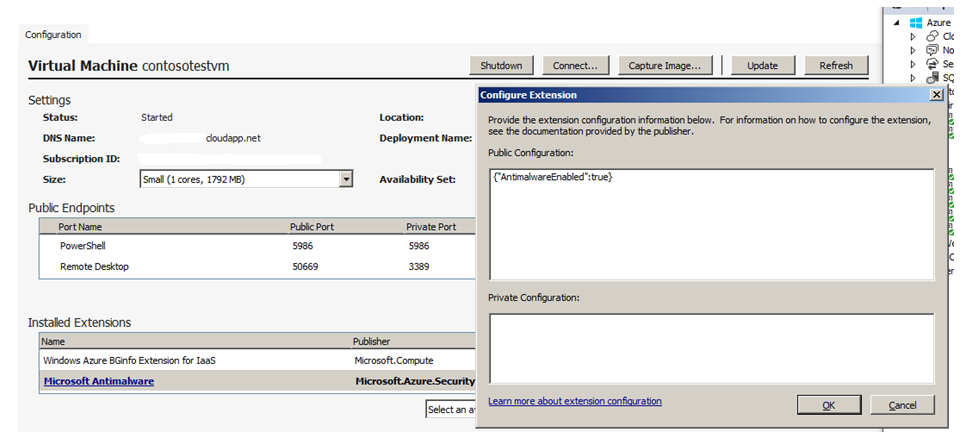 Virtual Machine configuration extension