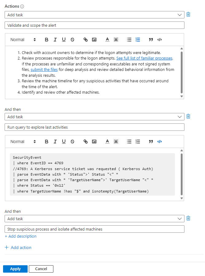 Screenshot showing how to add more tasks to an automation rule.