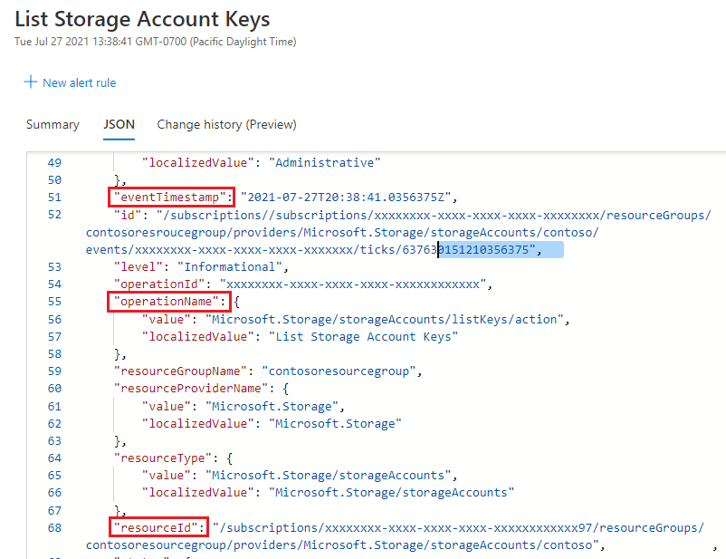 Activity Log JSON