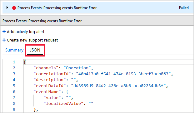 Stream Analytics activity log operation summary