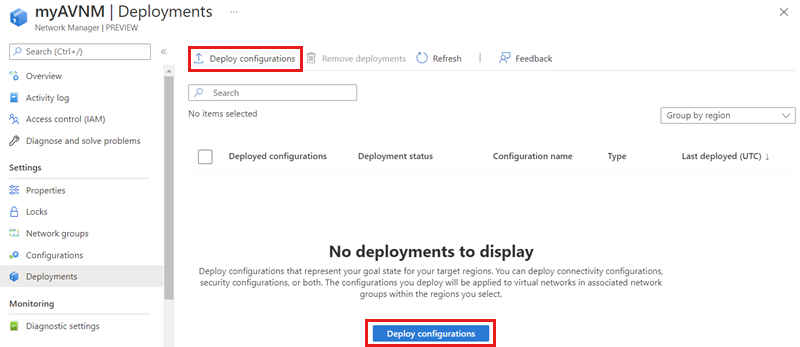 Screenshot of deploy a configuration button.