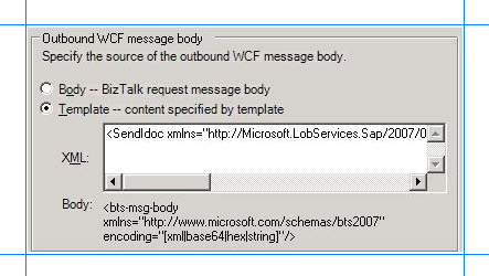 Specify template for outbound WCF message