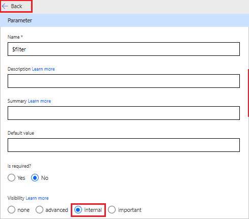 Editing the filter parameter