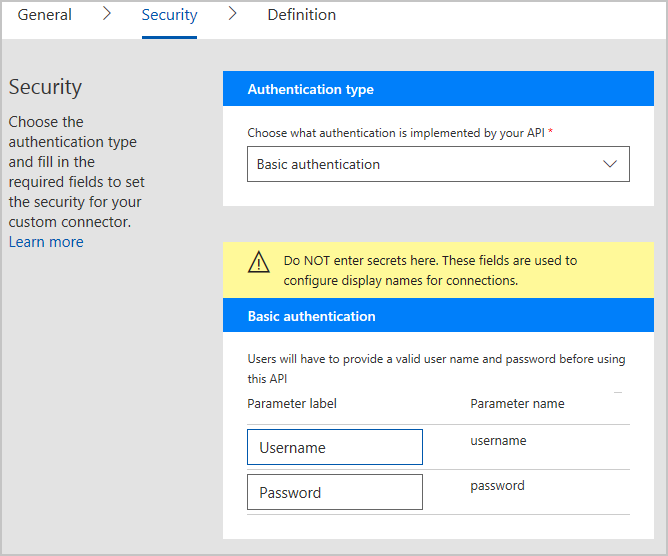 Screenshot of basic authentication.