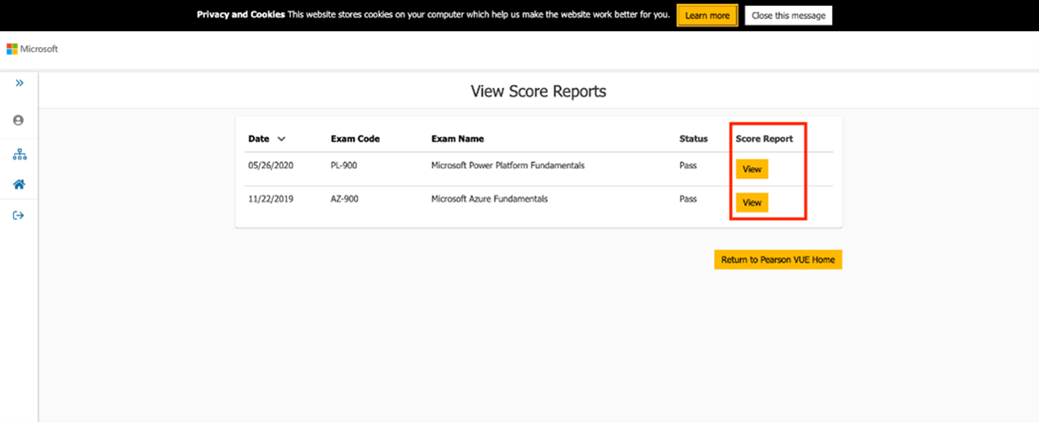 View Scores section.