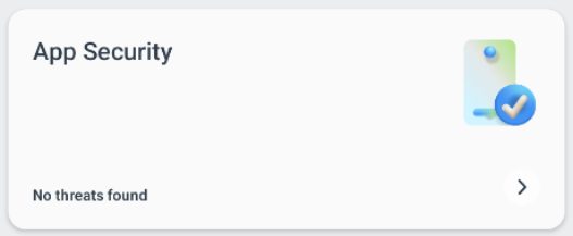 Screenshot showing the app security tile.