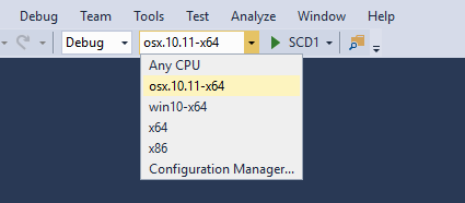 Screenshot showing target framework selection when building a project.