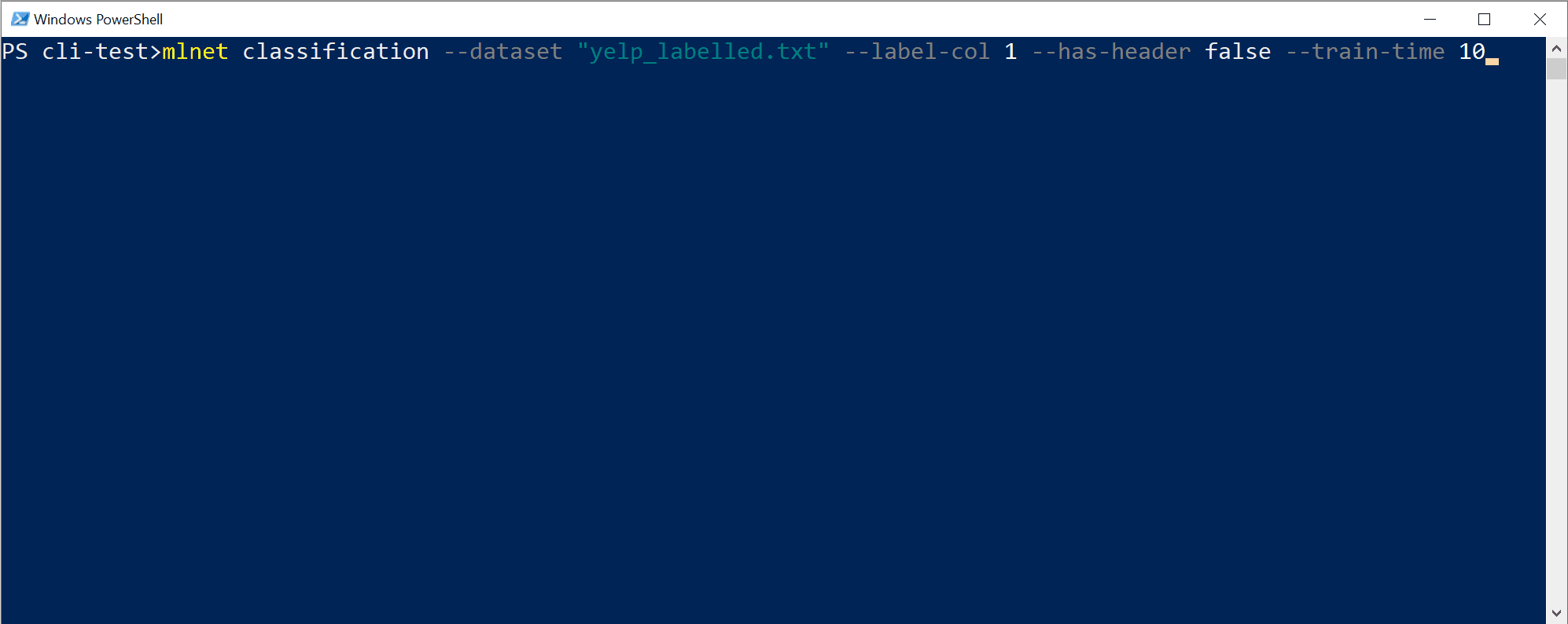 ML.NET classification from the command line