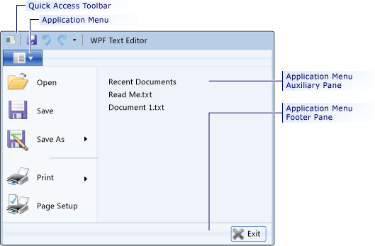 Ribbon Application Menu