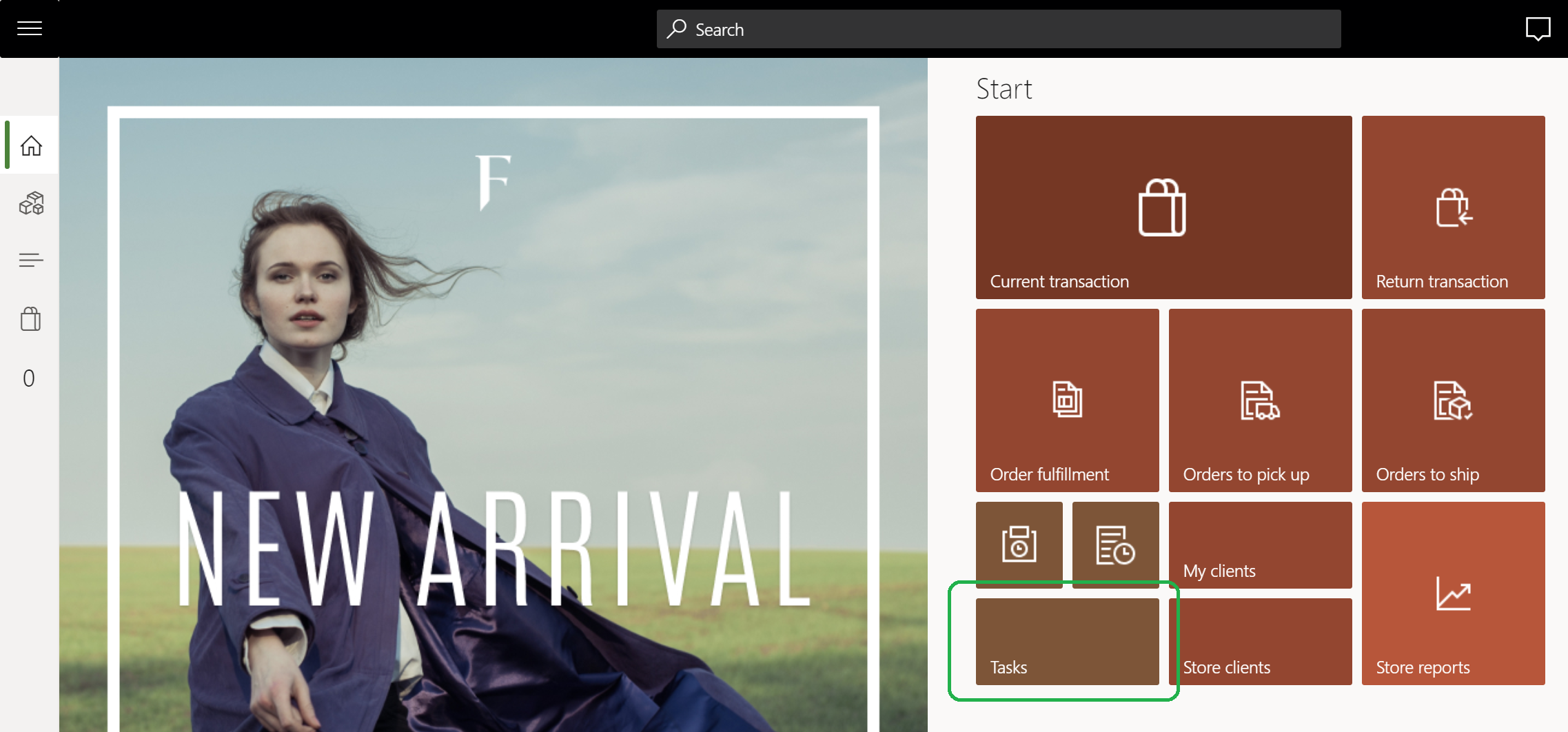 Tasks tile on a POS home page.