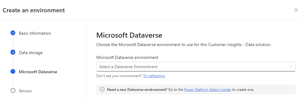 κοινή χρήση δεδομένων με το Microsoft Dataverse αυτοενεργοποιημένο για νέα περιβάλλοντα.