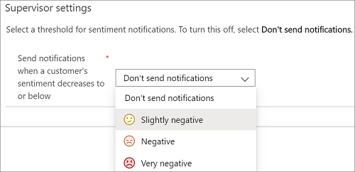 Αποστολή ειδοποιήσεων όταν το συναίσθημα ενός πελάτη μειώνεται σε ή κάτω από.