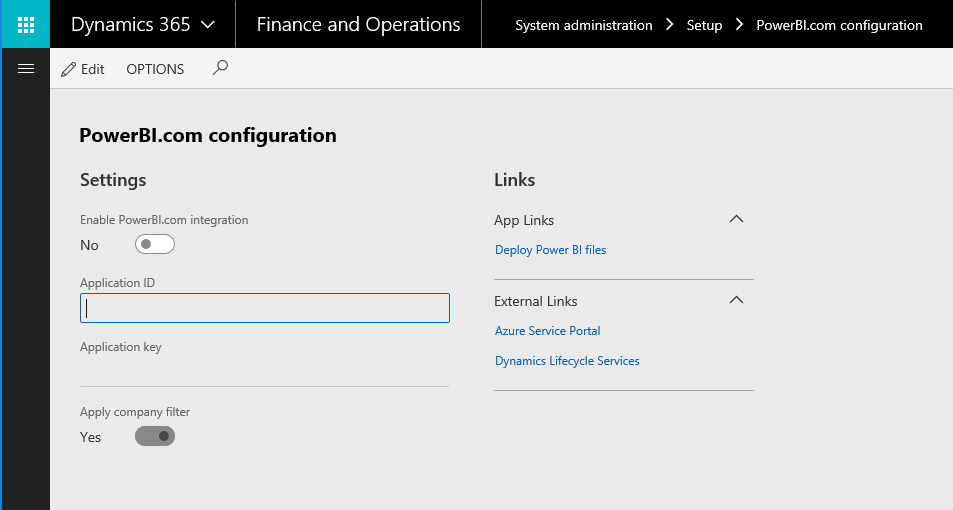 PowerBI.com configuration page