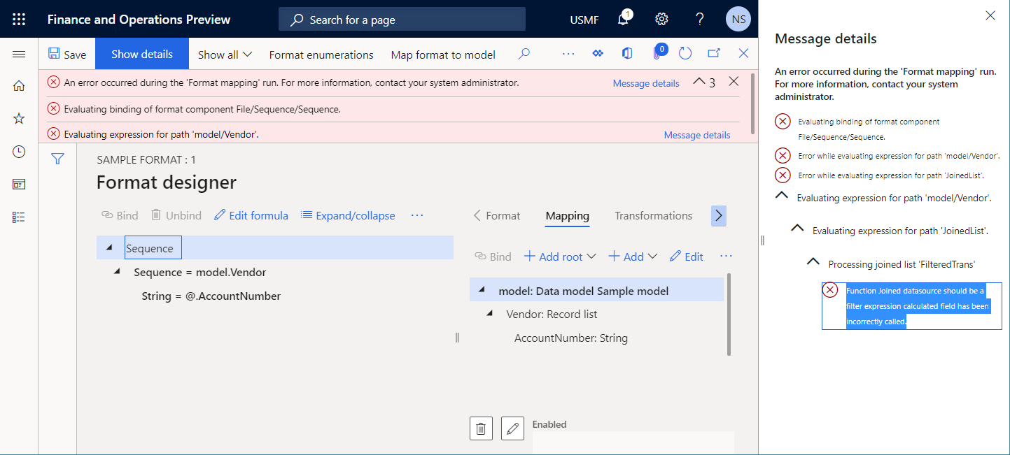 Run the editable format on the Format designer page.