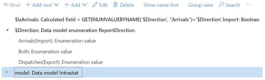 Example of data model enumeration.