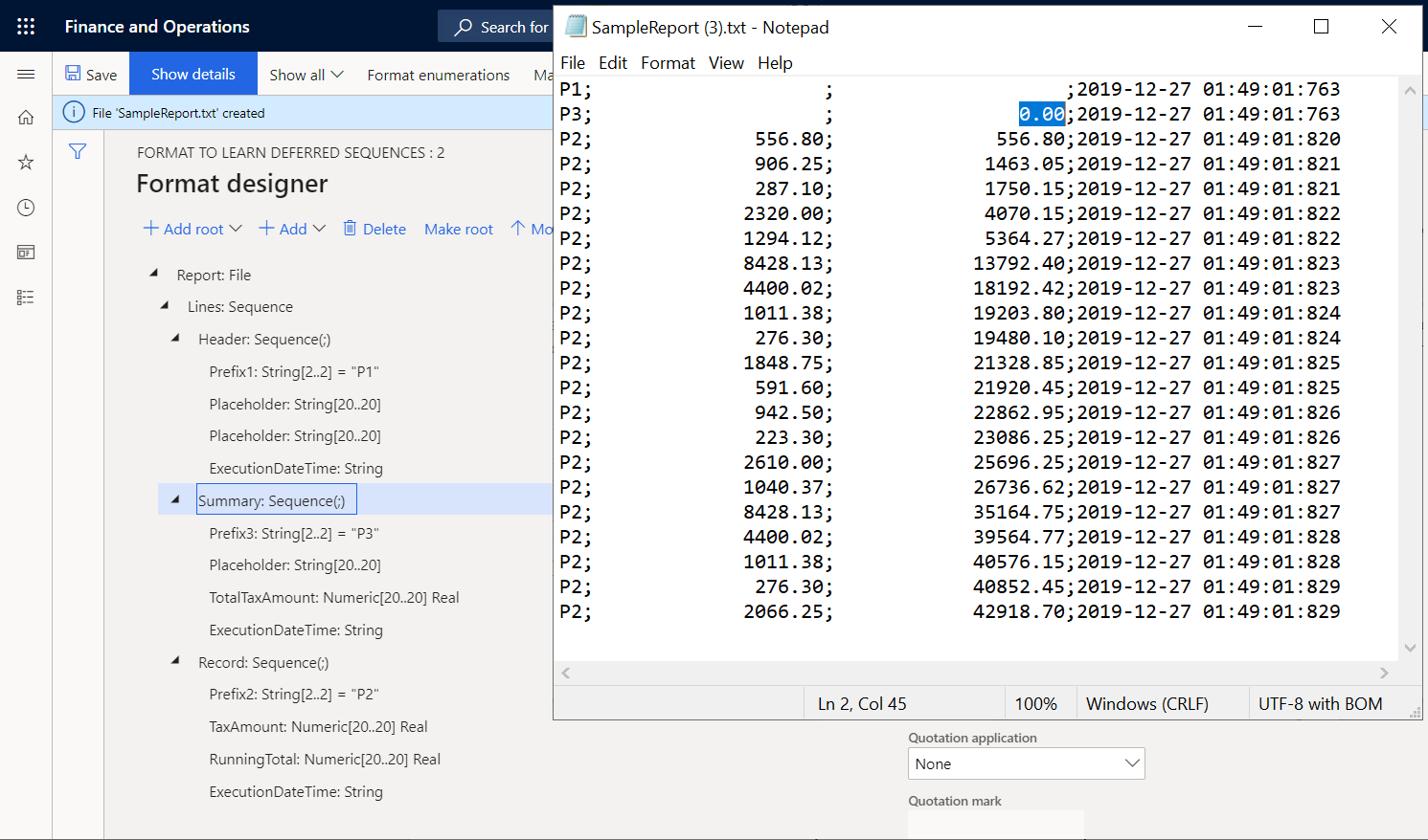 Downloaded file for summing in report header.