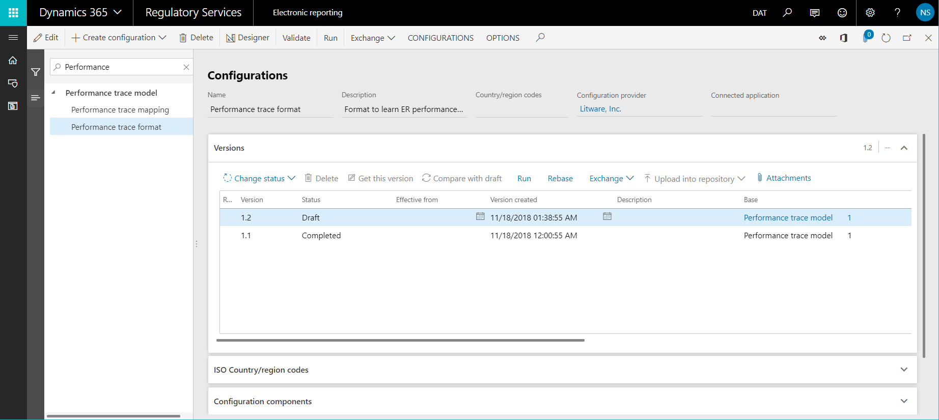 Configurations page in RCS.