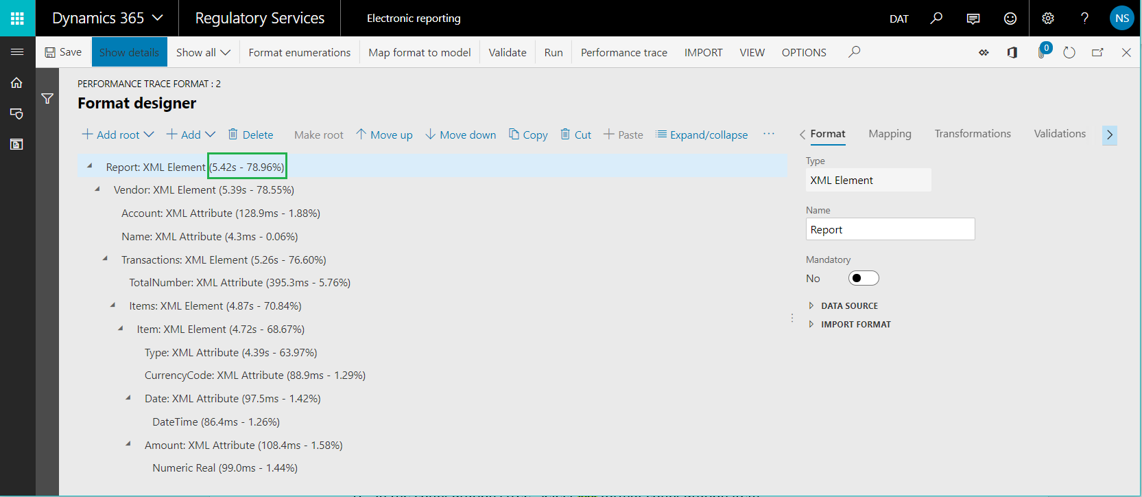 Format designer page in RCS.