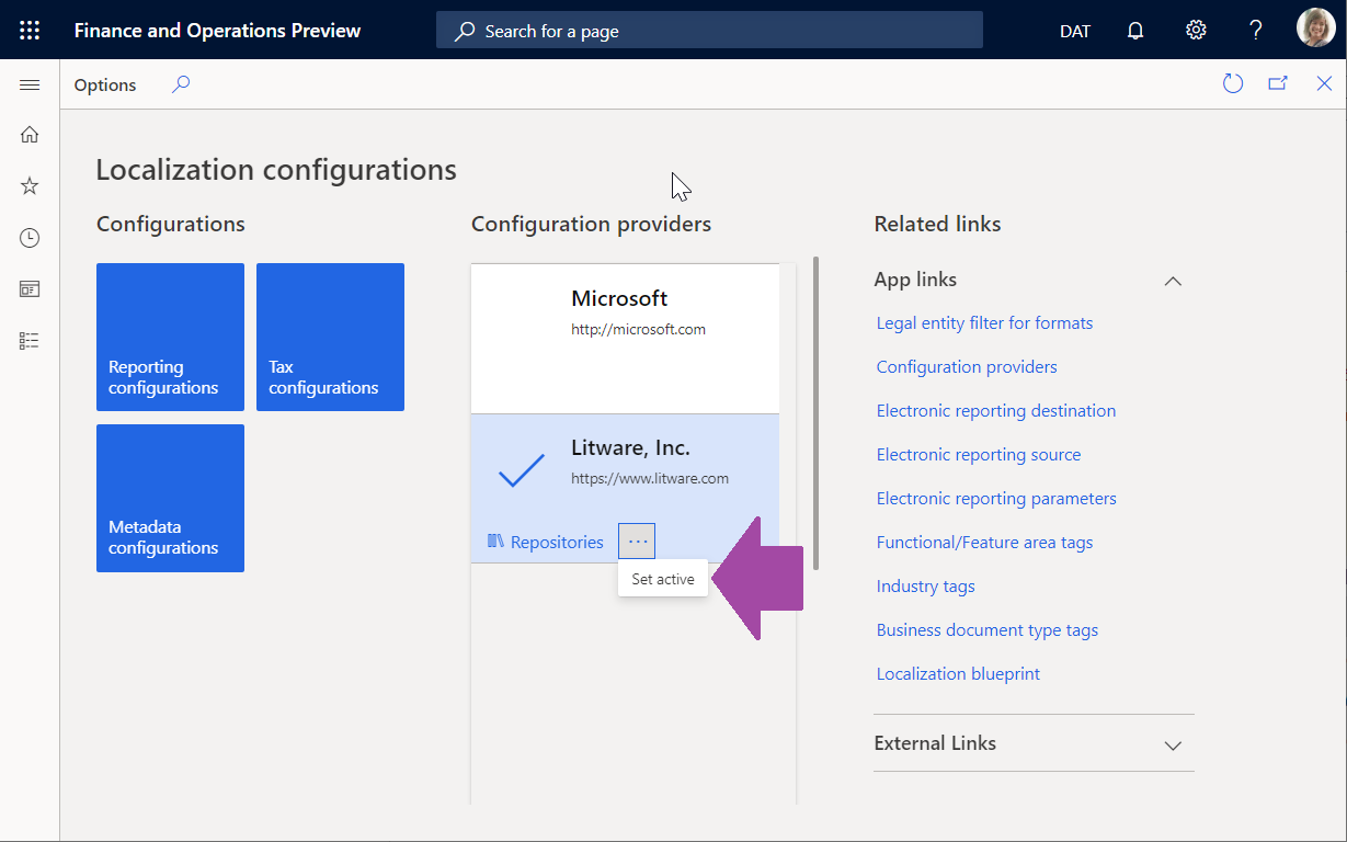 Electronic reporting workspace page.