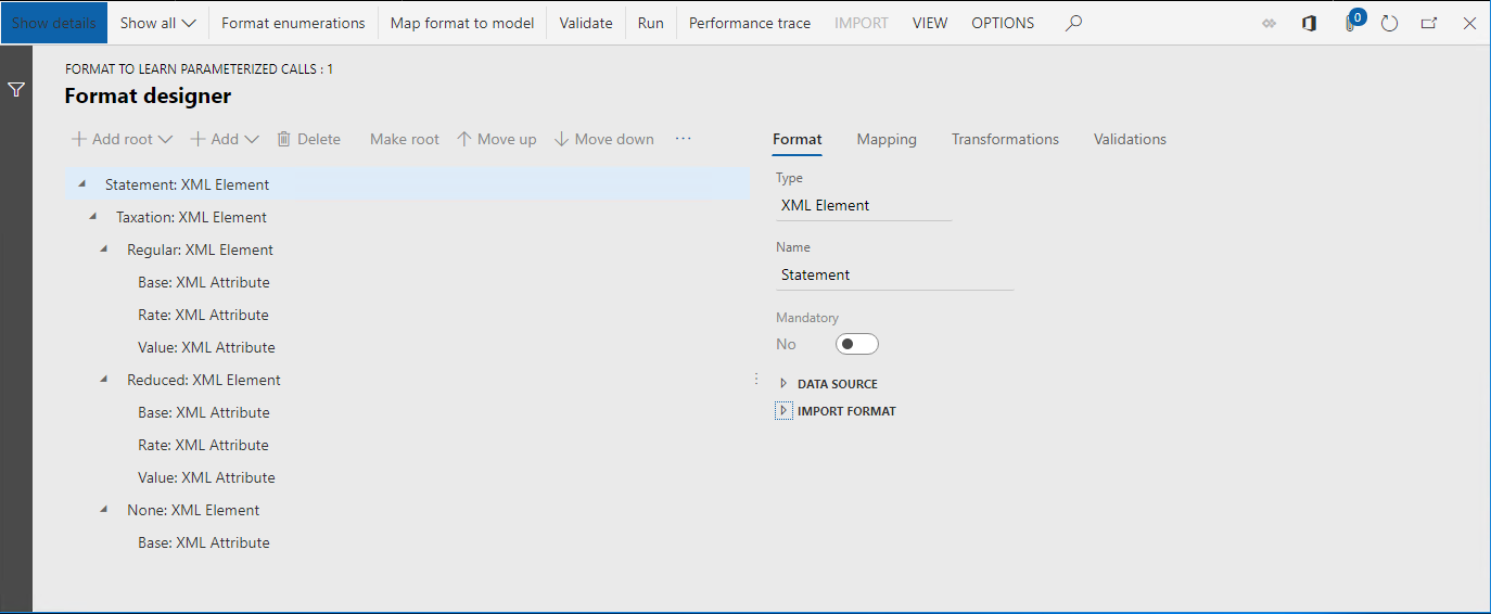 Multiple levels of ER format, Format to learn parameterized calls.