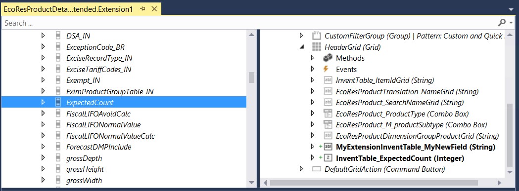 Data source that has additional fields.