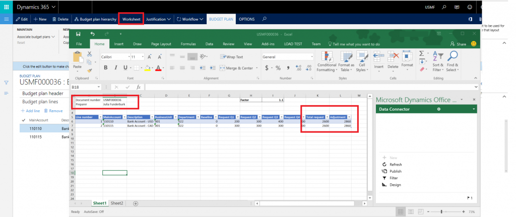 View and edit document in Excel.