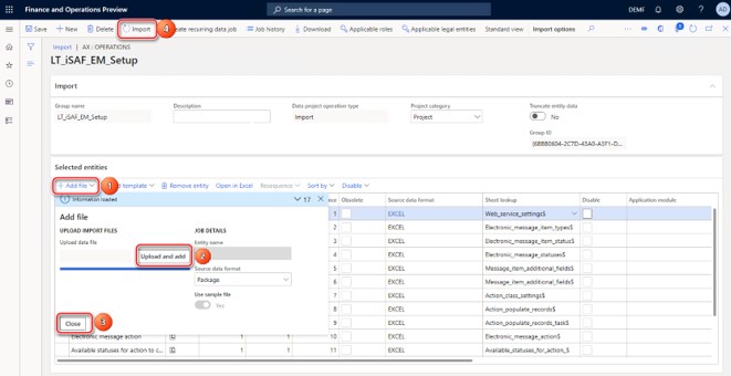 Import a package of data entities.