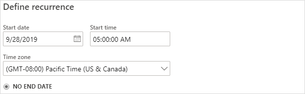 Define recurrence start date and time.