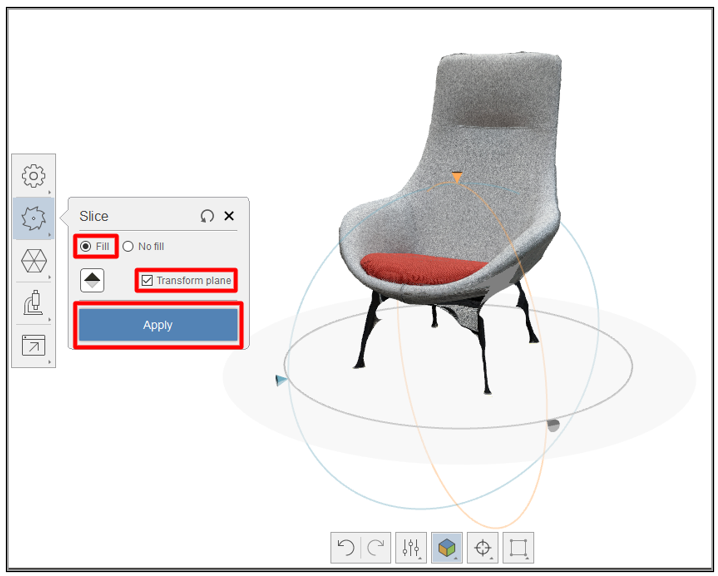 Slicing tool settings.