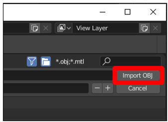 Import OBJ button.