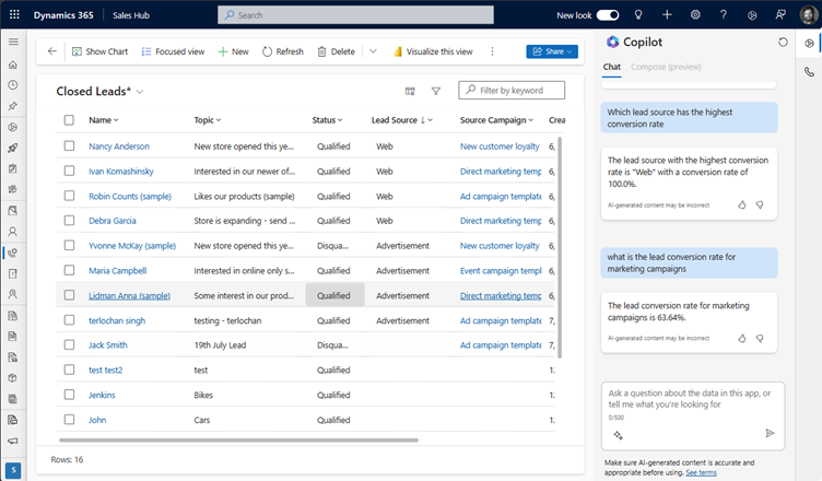 Responses to natural language questions on conversion rates