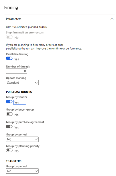 Parameters FastTab in the Firming dialog box.