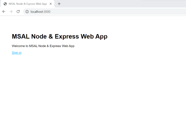 Screenshot of sign in into a node web app.