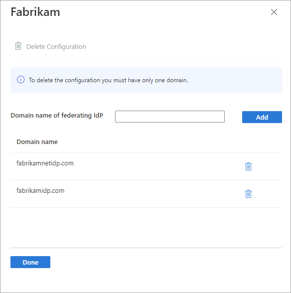 Screenshot of the domain configuration page.