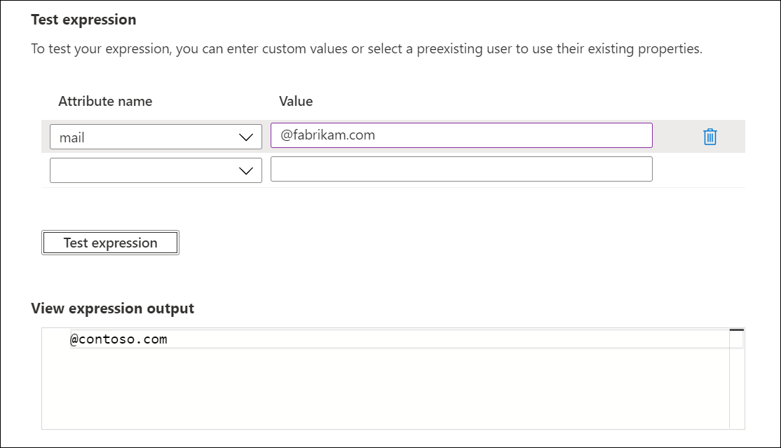 Screenshot that shows testing your expression.