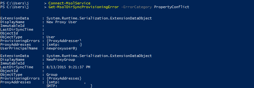 Get-MsolDirSyncProvisioningError