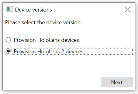 Select HoloLens 2.