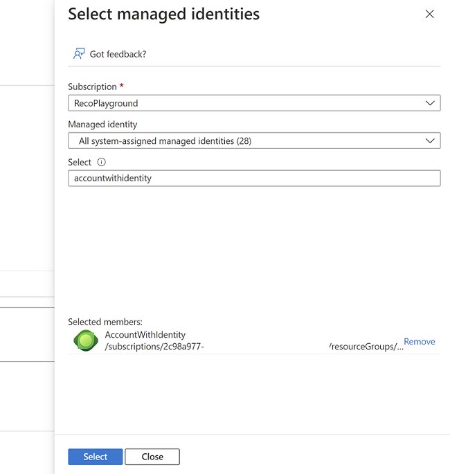  IAM choosing system assigned managed identity.