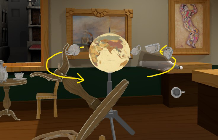 A screenshot of the gravity globe in the Dartroom sample.