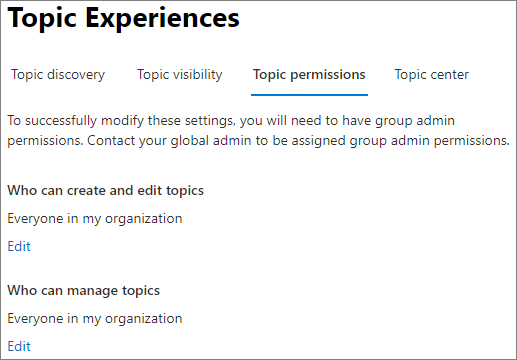 Screenshot of the Topic permissions tab.